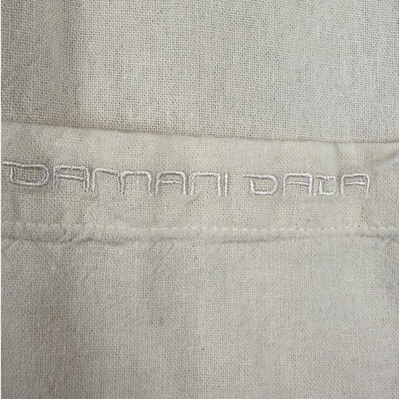 Vintage Damani Dada Mens Linen Casual Button Up Shirt Size L White Baggy Y2K 90s - Picture 5 of 10